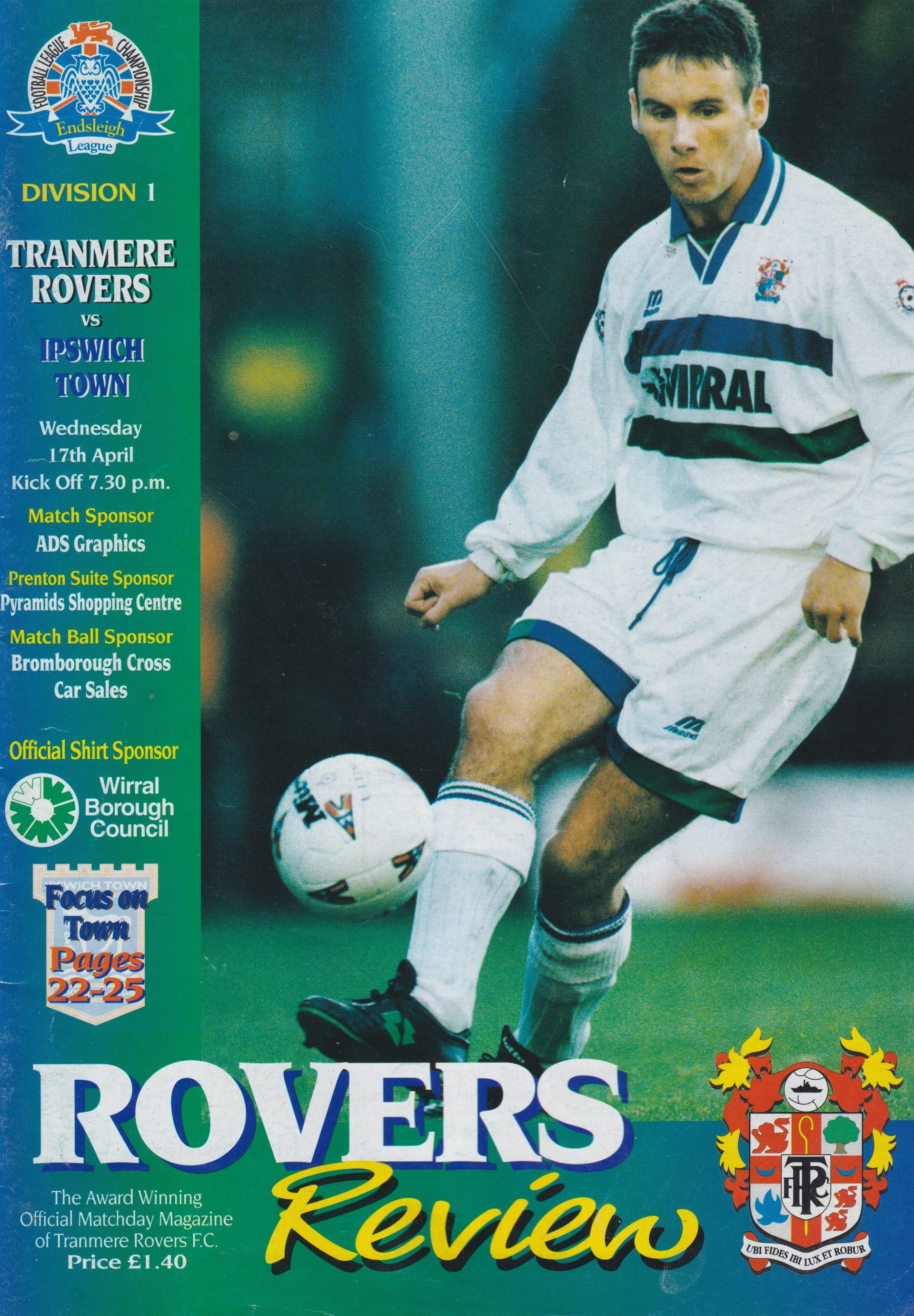 Tranmere Rovers v Ipswich Town match programme